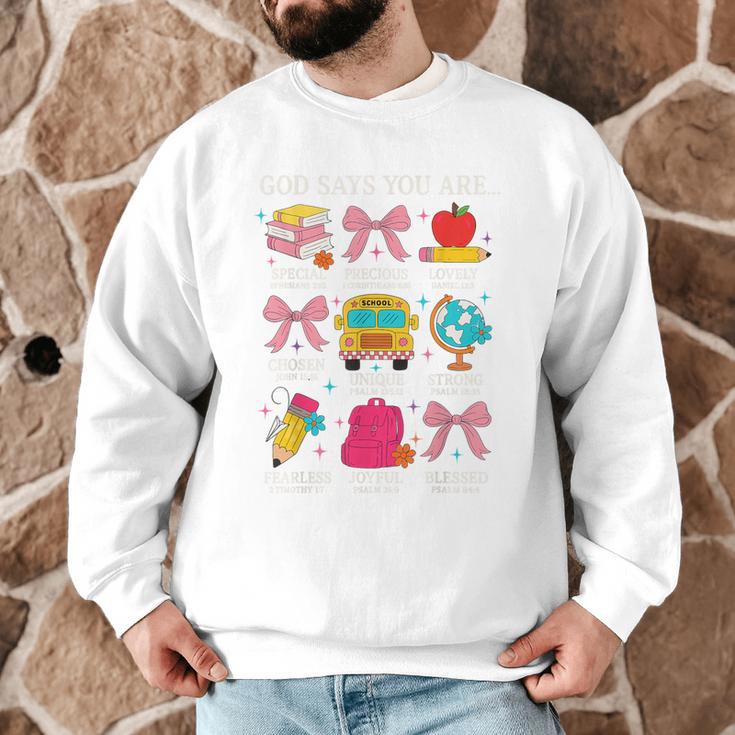 Teacher Christian God Says I Am Faith Religious Bible Verse Men Graphic Sweatshirt, novelty gifts, funny gifts