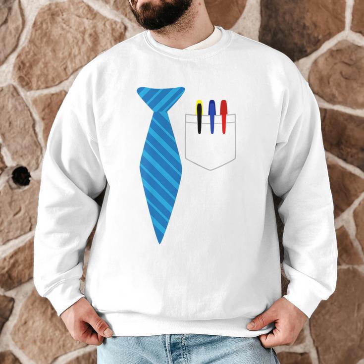 Teacher Tie & Pocket Protector Costume School Men Graphic Sweatshirt, novelty gifts, funny gifts