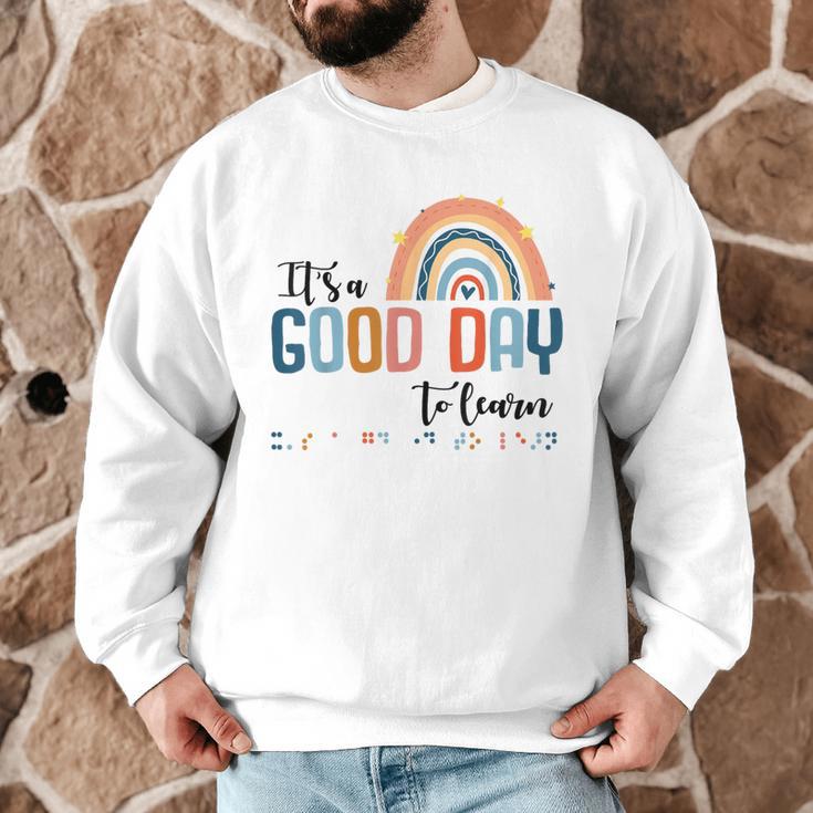 Teacher Of Visually Impaired Braille A Good Day To Learn Men Graphic Sweatshirt, novelty gifts, funny gifts Teacher Of Visually Impaired Braille A Good Day To Learn Men Graphic Sweatshirt, novelty gifts, funny gifts
