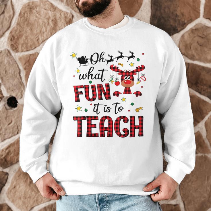 Teachers Oh What Fun It Is To Teach Cute Red Plaid Reindeer Men Graphic Sweatshirt, novelty gifts, funny gifts Teachers Oh What Fun It Is To Teach Cute Red Plaid Reindeer Men Graphic Sweatshirt, novelty gifts, funny gifts