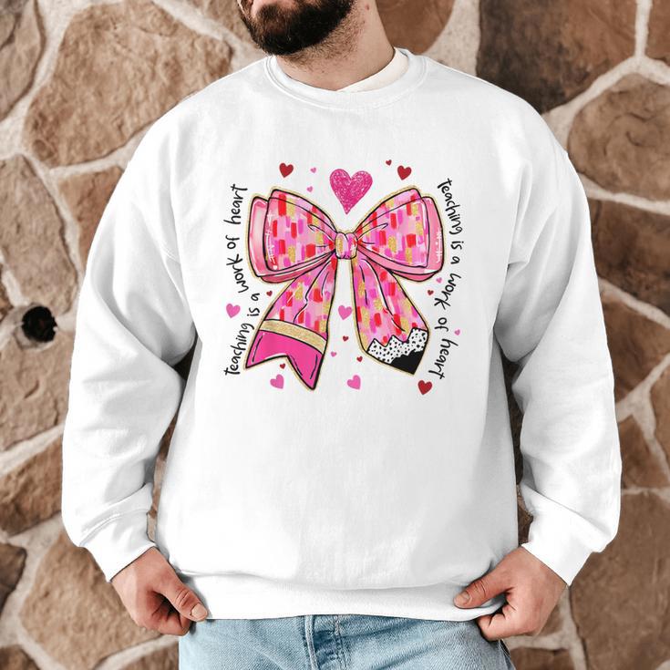 Teaching Is A Work Of Heart Pencil Bow Teacher Valentine Men Graphic Sweatshirt, novelty gifts, funny gifts Teaching Is A Work Of Heart Pencil Bow Teacher Valentine Men Graphic Sweatshirt, novelty gifts, funny gifts