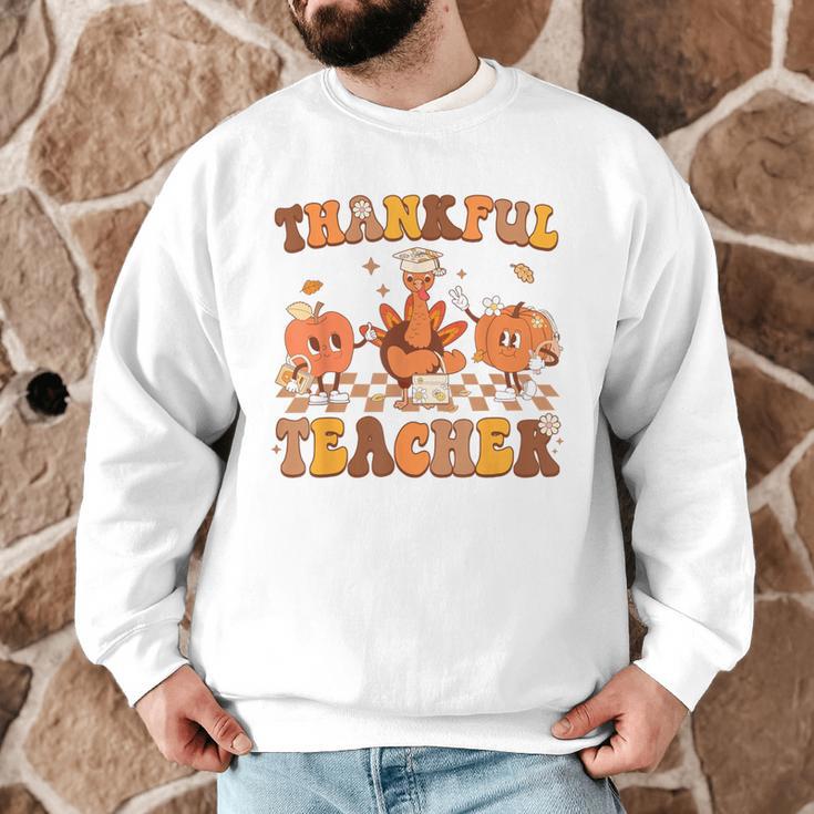 Thankful Teacher Retro Groovy Thanksgiving Fall Women Men Men Graphic Sweatshirt, novelty gifts, funny gifts