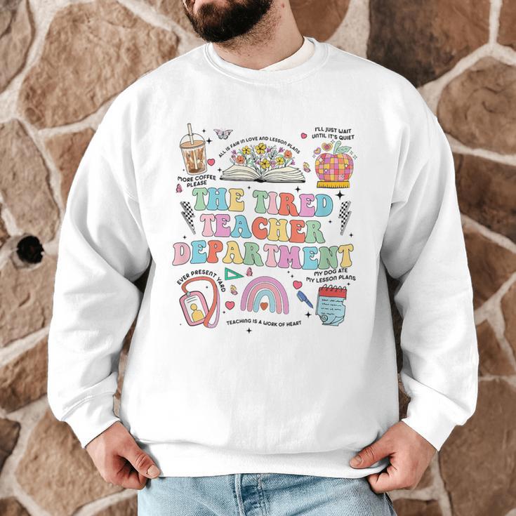 The Tired Teachers Department Retro Groovy Back To School Men Graphic Sweatshirt, novelty gifts, funny gifts The Tired Teachers Department Retro Groovy Back To School Men Graphic Sweatshirt, novelty gifts, funny gifts