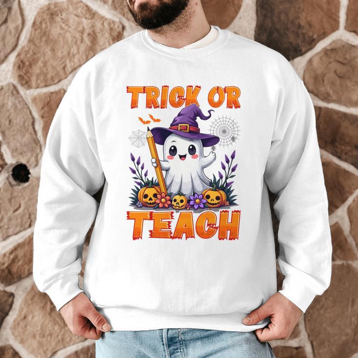 Trick Or Teach Teacher Halloween Ghost Pencil Floral Men Graphic Sweatshirt, novelty gifts, funny gifts