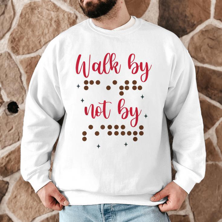 Visually Impaired Teacher Braille Bible Verse Walk By Faith Men Graphic Sweatshirt, novelty gifts, funny gifts