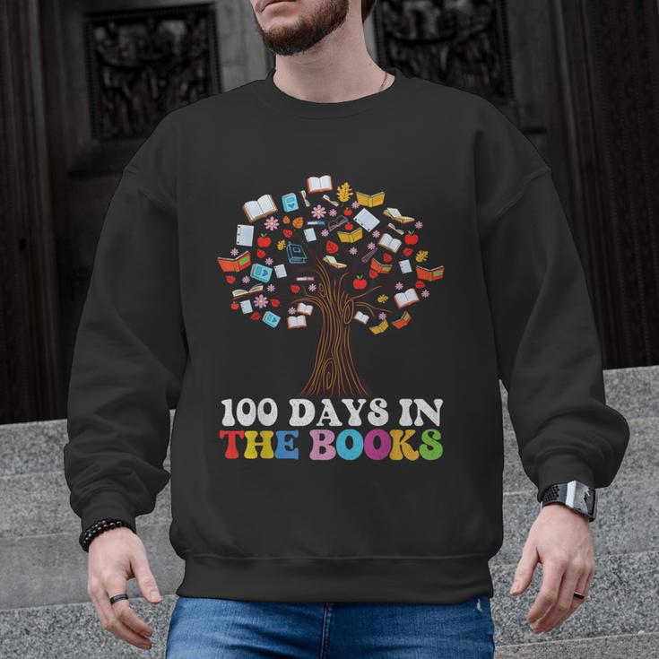 100 Days In The Books Reading Teacher 100th Day Of School Men Graphic Sweatshirt