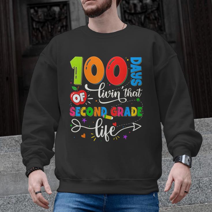 100 Days Of Living That 2nd Grade Life Boy Girl Teacher Men Graphic Sweatshirt