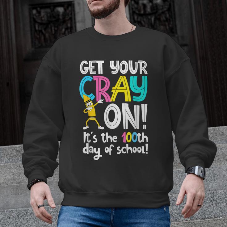 100th Day Of School Get Your Cray On Teacher Men Graphic Sweatshirt