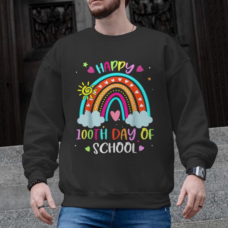 100th Day Of School Rainbow Happy 100 Days Smarter Teacher Men Graphic Sweatshirt