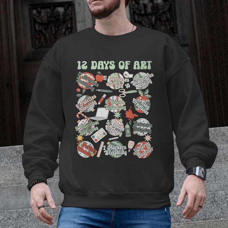 12 Days Of Art Teacher Christmas Artists Painter Educational Men Graphic Sweatshirt