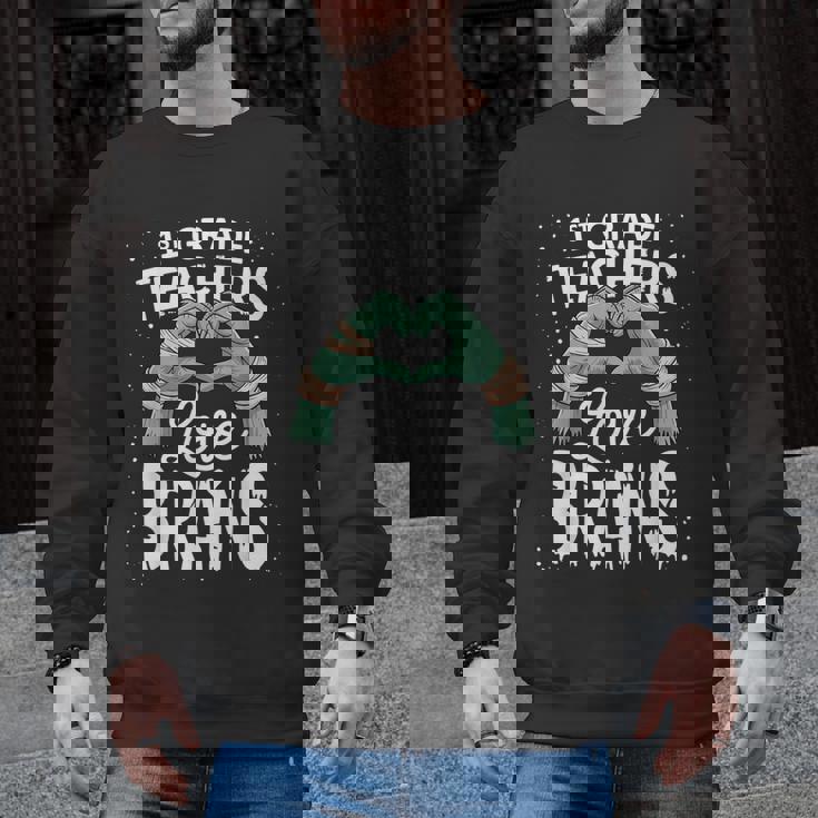 1st Grade Teachers Love Brains Shirt Halloween Teacher Men Graphic Sweatshirt