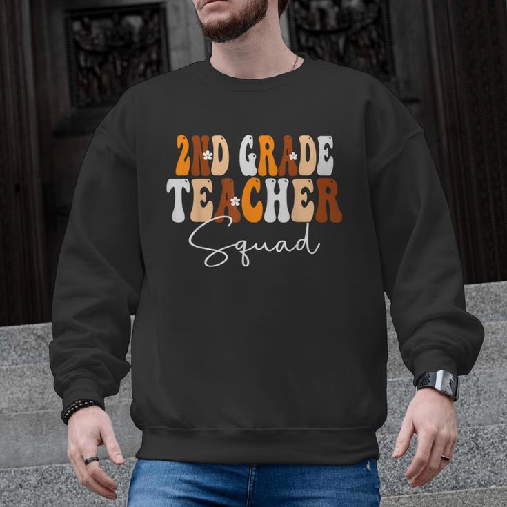 2nd Grade Teacher Squad Cute Women Groovy Fall Autumn Lovers Men Graphic Sweatshirt