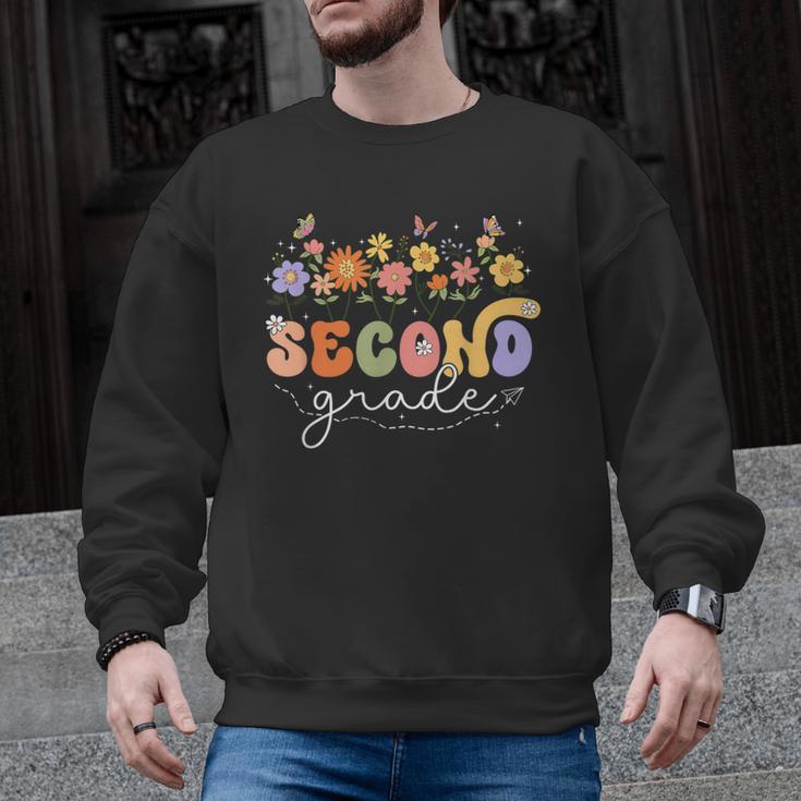 2nd Second Grade Teacher Wildflower Back To School Floral Men Graphic Sweatshirt