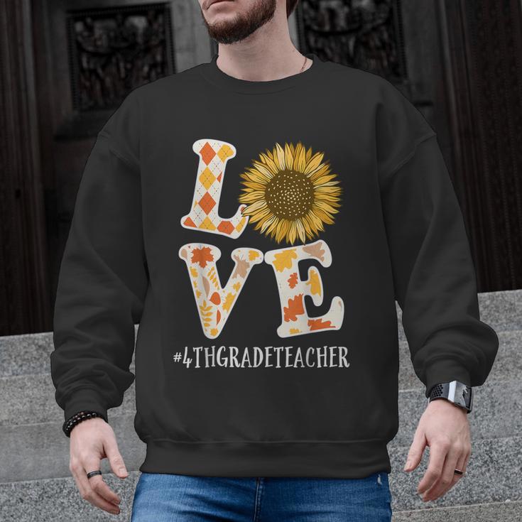 4th Grade Teacher Love Autumn Fall Sunflower Appreciation Men Graphic Sweatshirt