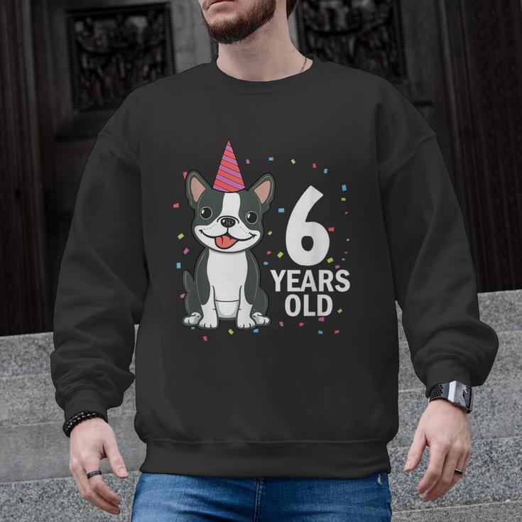 6 Years Old Birthday Boston Terrier Dog Lover 6th Party Kid Men Graphic Sweatshirt