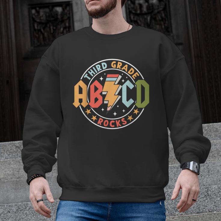 ABCD 3rd Grade Rocks Pencil Lightning Teachers Rock Boys Men Graphic Sweatshirt