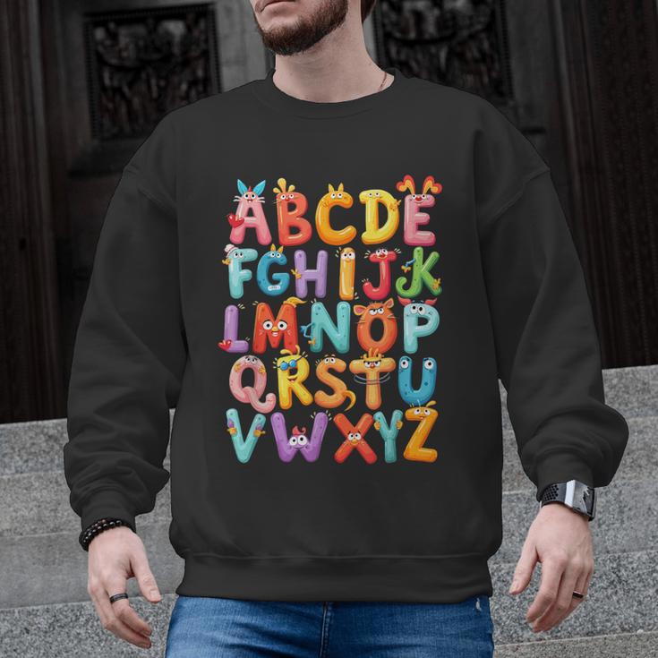 Alphabet A-Z ABC Kids Back To School Pre K Teachers Men Graphic Sweatshirt