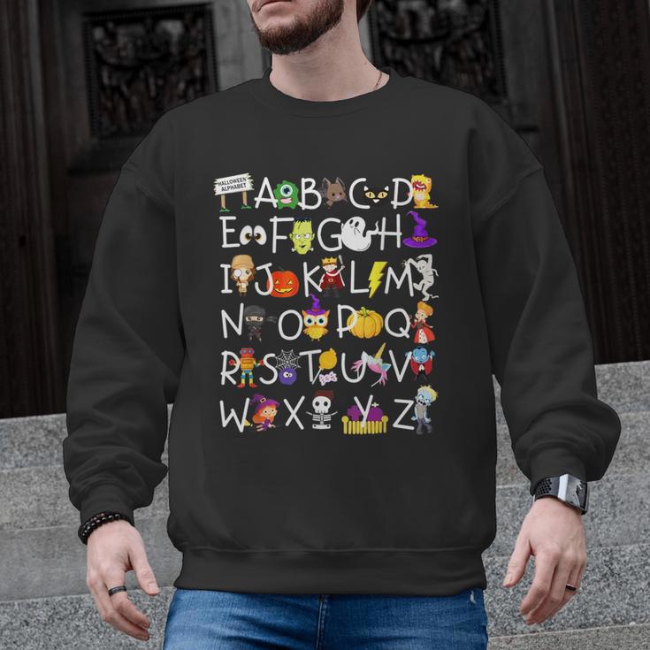 Alphabet ABCs Halloween Characters Kindergarten Teacher Kids Men Graphic Sweatshirt
