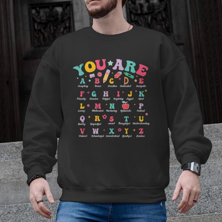 Alphabet Positive Affirmations Back To School Teacher Men Graphic Sweatshirt
