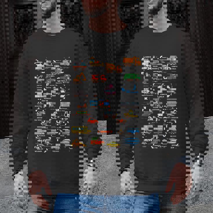 Alphabet Vehicles ABCs Learning Teachers Kids Boys Girls Men Graphic Sweatshirt