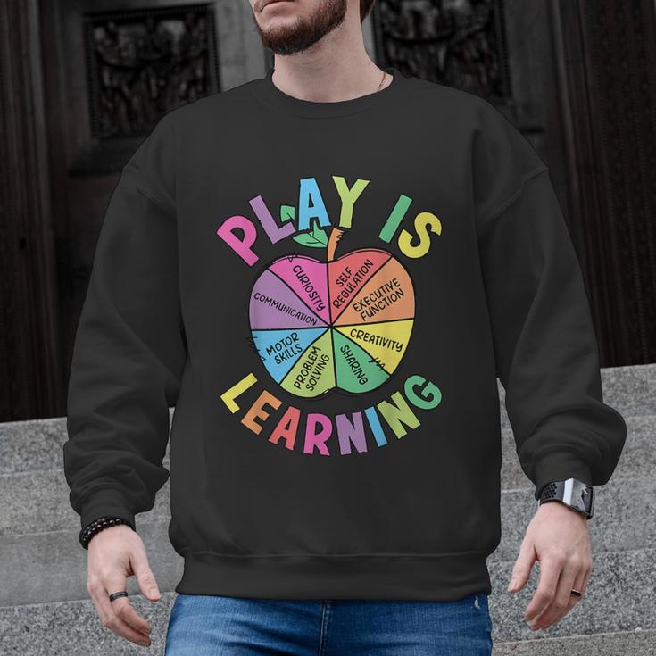 Apple Retro Play Is Learning Kindergarten Teacher Daycare Men Graphic Sweatshirt
