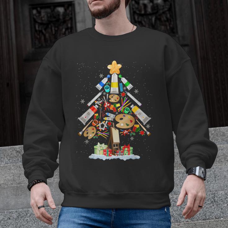 Art Christmas Tree Merry Christmas Artist Art Teacher Men Graphic Sweatshirt