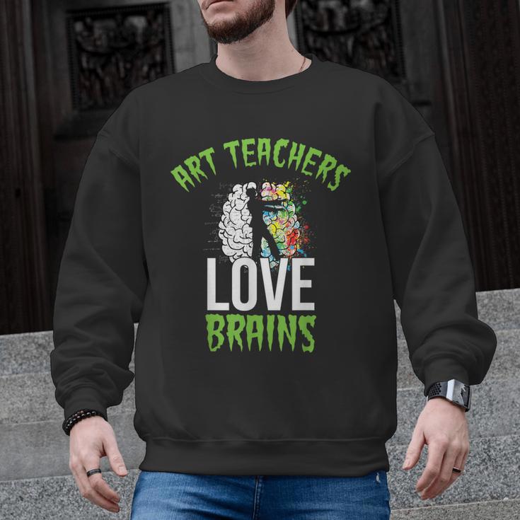 Art Teachers Love Brains Shirt Halloween Zombie Teaching Tee Men Women Kids Men Graphic Sweatshirt