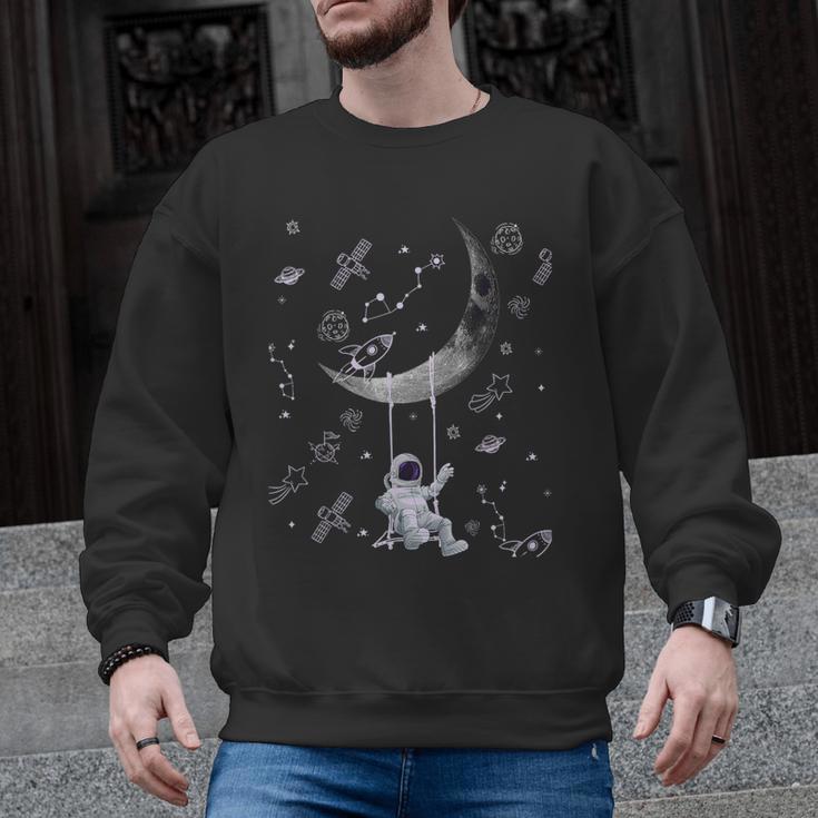Astronaut Purple Moon Swing NASA Space Science Teacher Men Graphic Sweatshirt