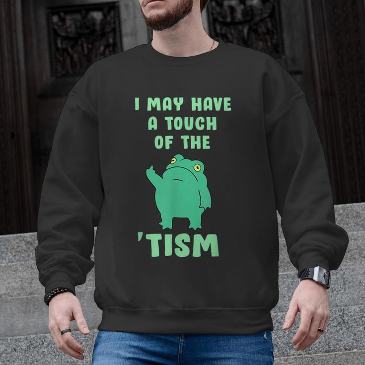 Autism Awareness Neurodiversity Teacher Frog I May Have A Touch Of The Tism Neurodivergent Small Men Graphic Sweatshirt