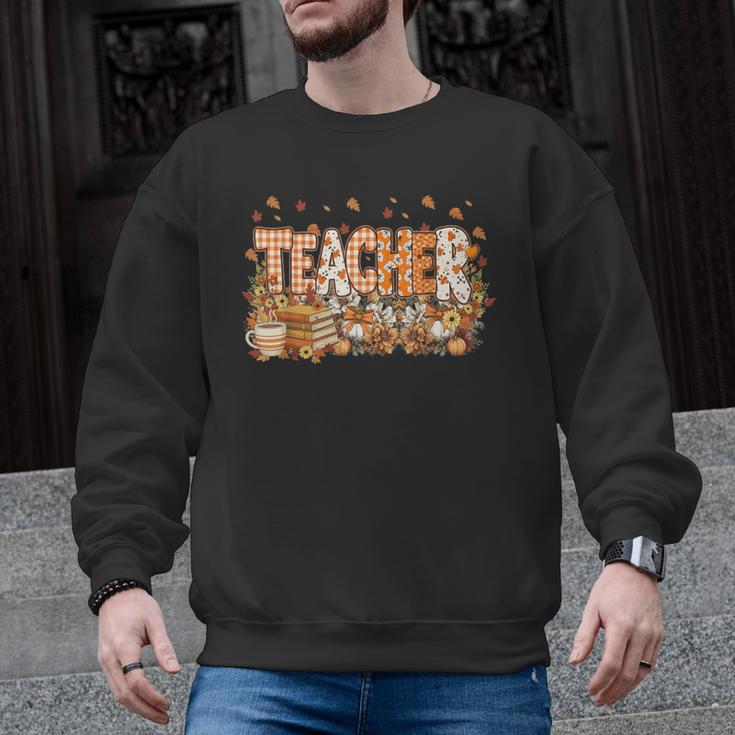 Autumn Pumpkin Thanksgiving Coffee Floral Teacher Fall Men Graphic Sweatshirt