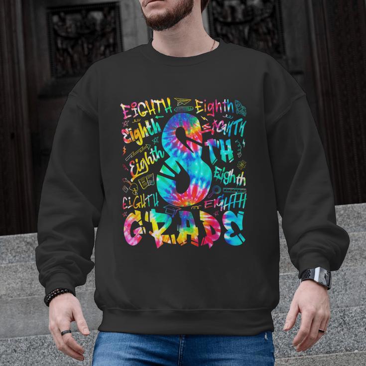Back To School Eighth 8th Grade Tie Dye Typography Teacher Men Graphic Sweatshirt