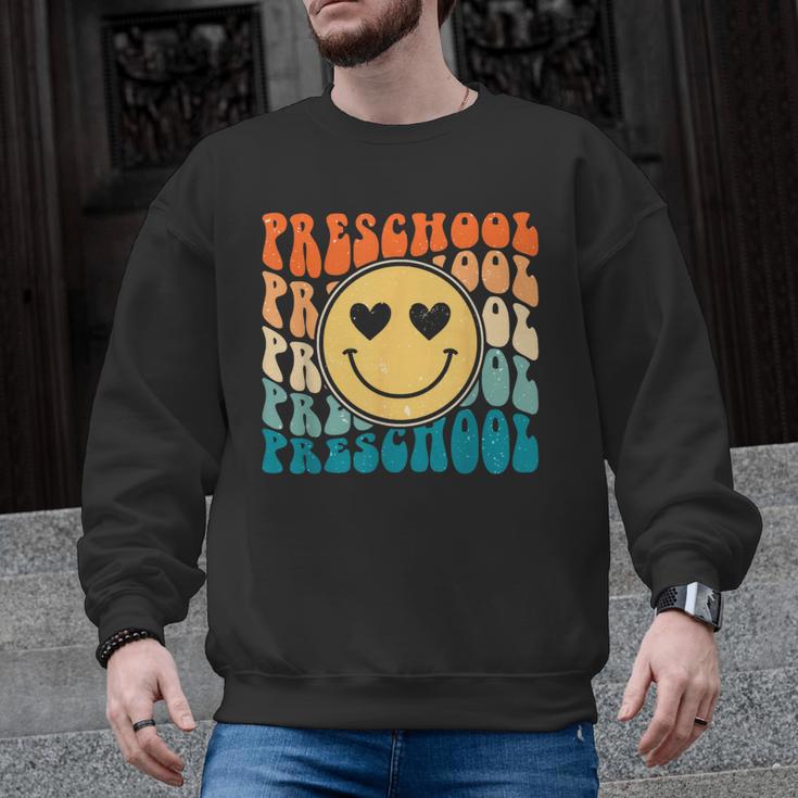 Back To School Groovy Smile Preschool Teachers Students Kids Men Graphic Sweatshirt