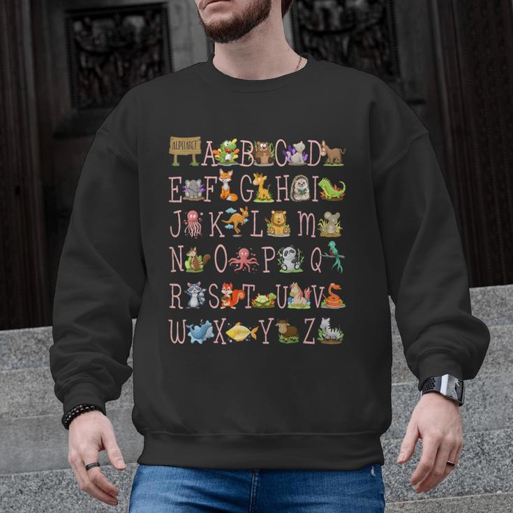 Back To School Kindergarten Teacher ABCs Animals Alphabet Men Graphic Sweatshirt