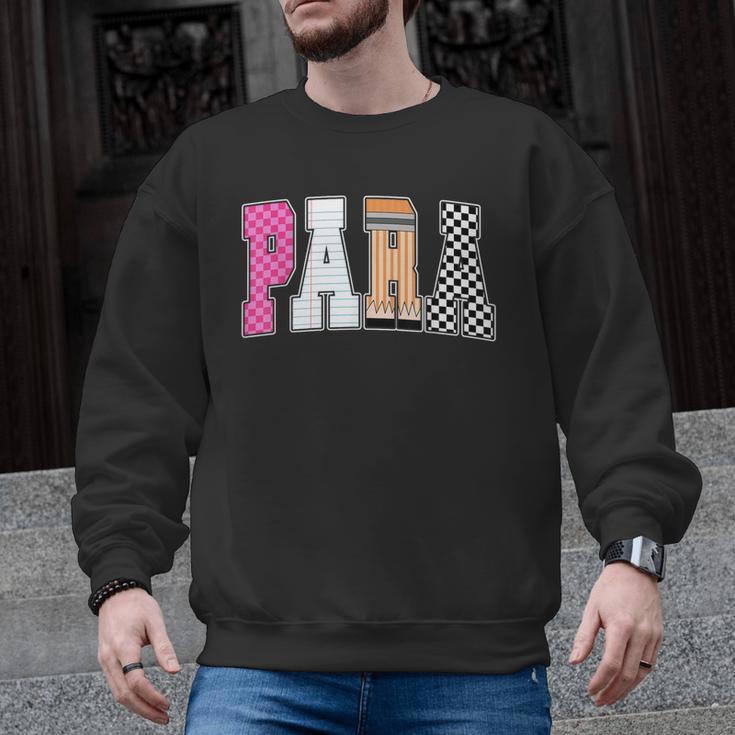 Back To School Teacher Para Preppy Checkered Para Life Men Graphic Sweatshirt