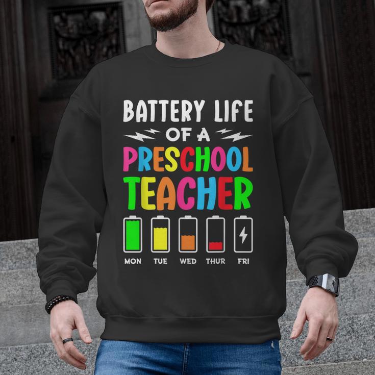 Battery Life Of a Preschool School Teacher School Week Men Graphic Sweatshirt