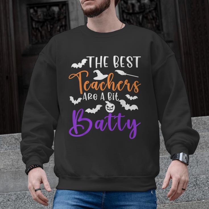 The Best Teachers Are A Bit Batty Teacher Bat Halloween Men Graphic Sweatshirt