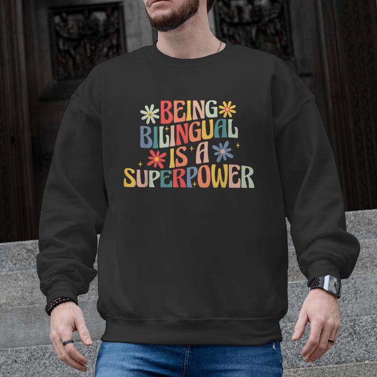 Being Bilingual Is A Superpower Back To School ESL Teacher Men Graphic Sweatshirt