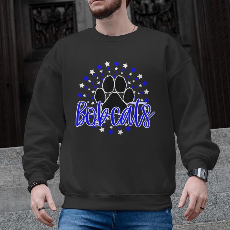 Blue Bobcats School Spirit Coquette Bow Mascot Teacher Men Graphic Sweatshirt