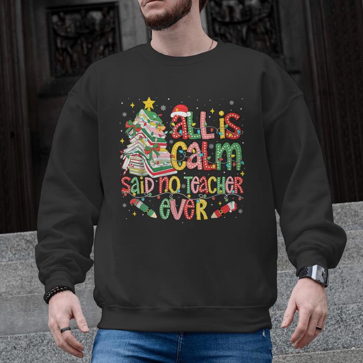 Book Tree All Is Calm Said No Teacher Ever Christmas Men Graphic Sweatshirt