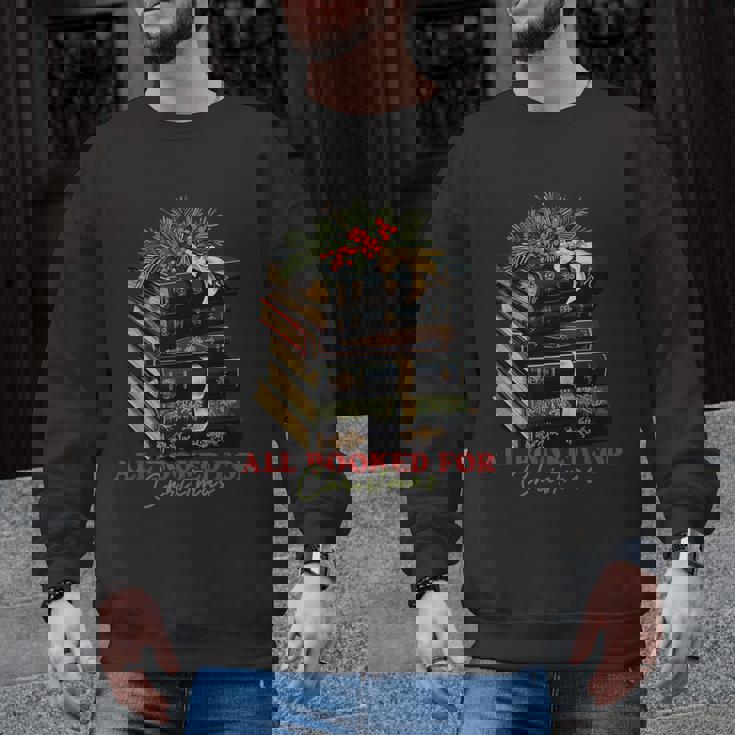 All Booked For Christmas Christmas Book Tree For Teacher For Men Women Kids Men Graphic Sweatshirt