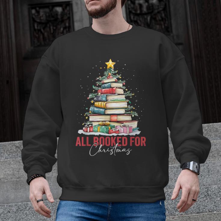 All Booked For Christmas Xmas Tree Teacher Holiday Pajamas Men Graphic Sweatshirt