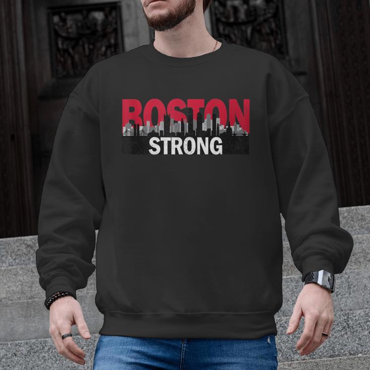Boston Strong Logo Vintage Boston City Skyline Men Graphic Sweatshirt