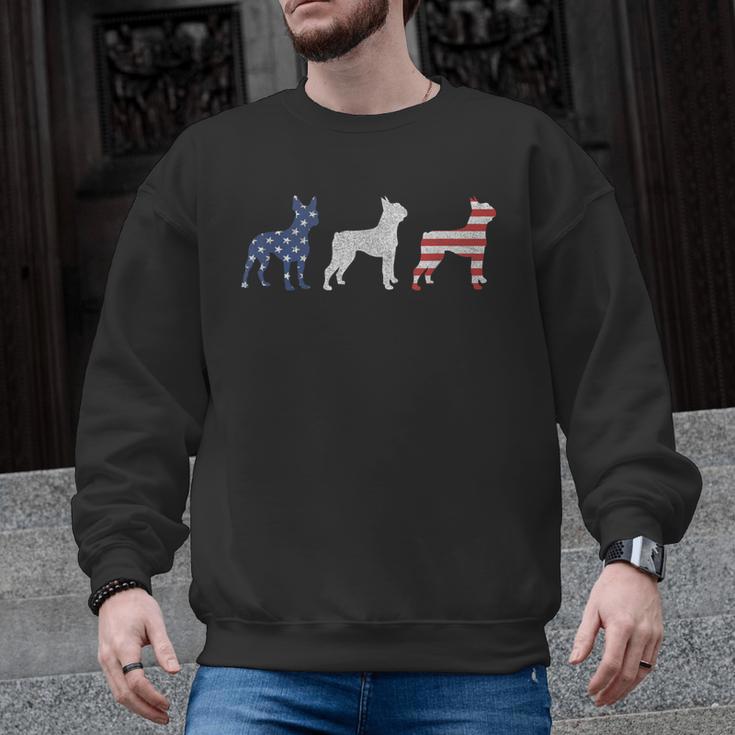 Boston Terrier 4th Of July Dog Patriotic USA Flag Man Woman Men Graphic Sweatshirt