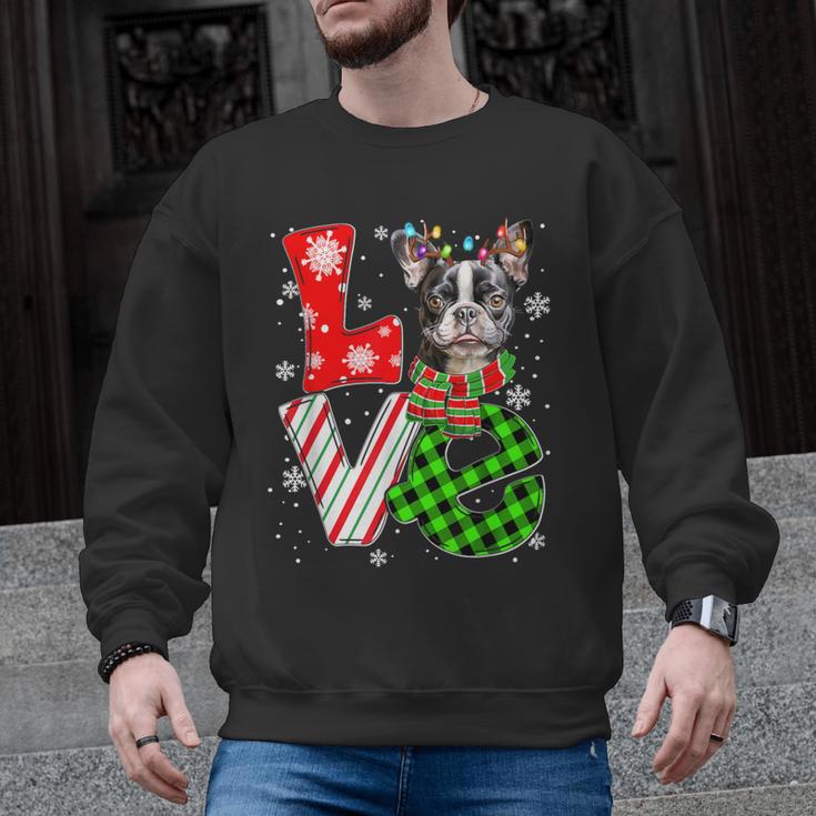 Boston Terrier Christmas Tree Lights Santa Dog Xmas For Men Women Kids Men Graphic Sweatshirt, Boston Terrier Christmas Gifts, trending gift