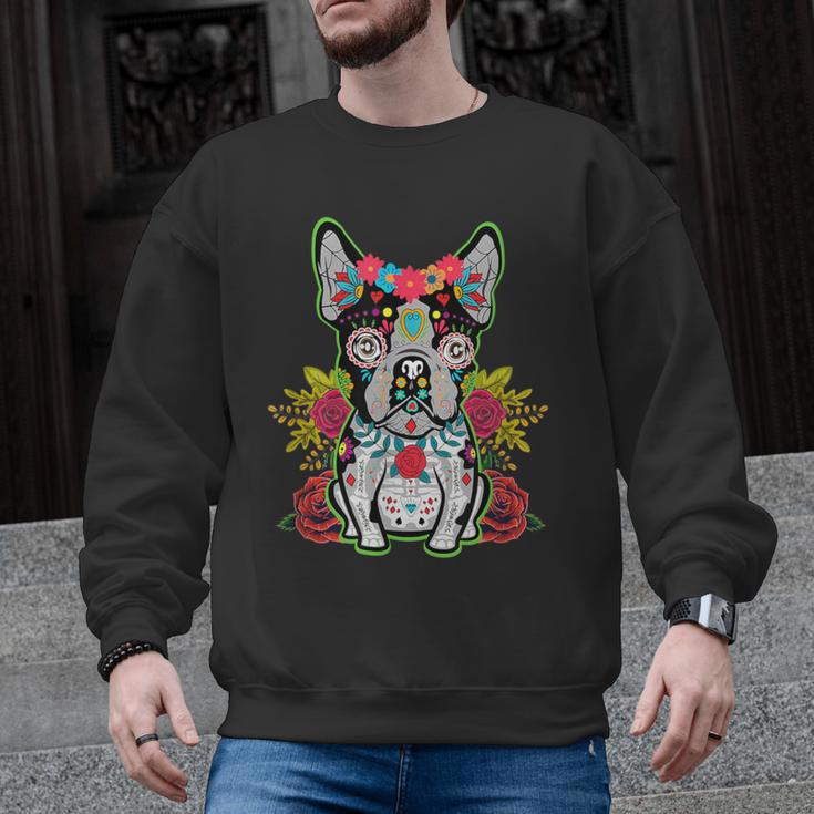 Boston Terrier Dia De Los Muertos Day Of The Dead Dog Skull For Men Women Kids Men Graphic Sweatshirt