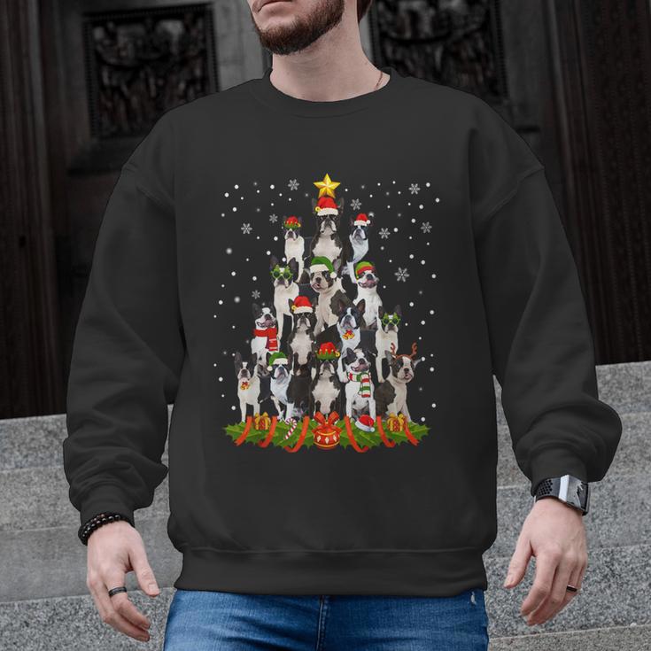 Boston Terrier Dog Christmas Tree Santa Hat Xmas Pajama Men Women Kids Men Graphic Sweatshirt