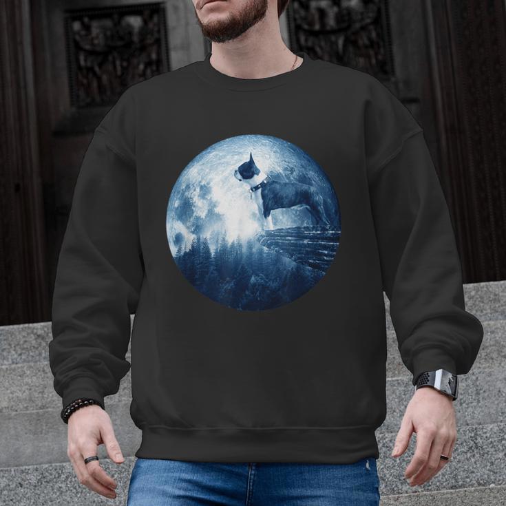Boston Terrier Dog Moon Dog Mom Dad Women Men Dog Lovers Men Graphic Sweatshirt