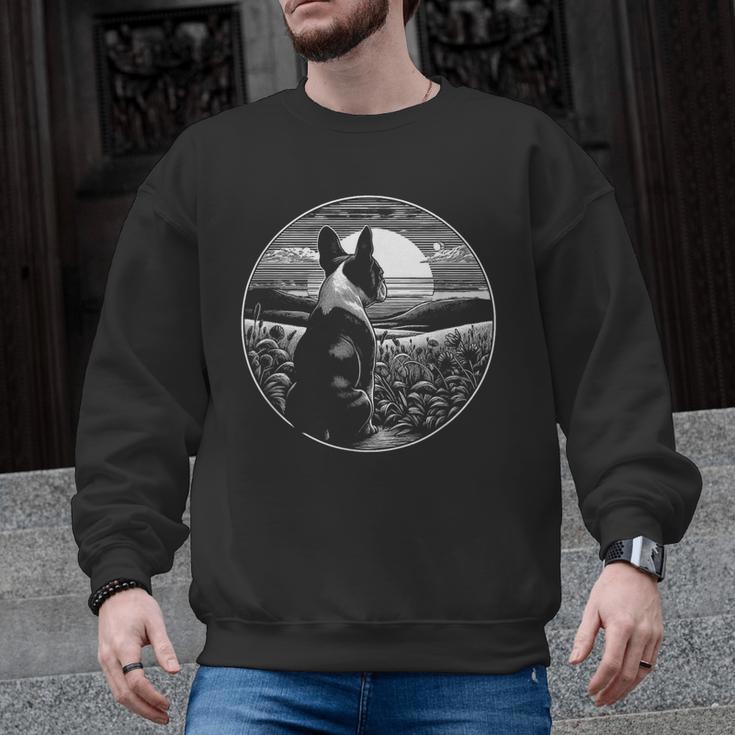 Boston Terrier Dog Nature Scene Graphic Art Men Women Girls Kids Men Graphic Sweatshirt