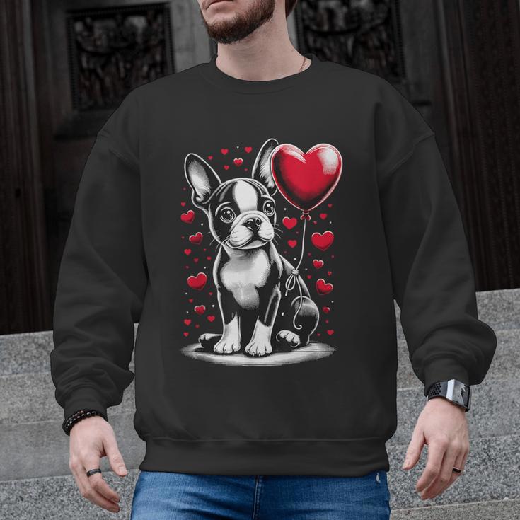 Boston Terrier Dog Valentine's Day Dog Owner Men Graphic Sweatshirt