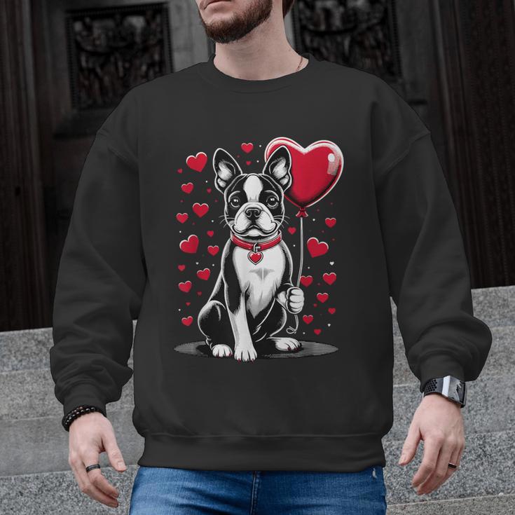 Boston Terrier Dog Valentine's Day Dog Owner Valentine Men Graphic Sweatshirt